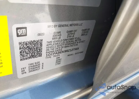 2024 Chevrolet Silverado 1500 из США, поврежденный, VIN 1GCPABEK9RZ127565